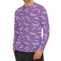 Purple And White Lavender Pattern Print Men's Long Sleeve Rash Guard