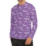 Purple And White Lavender Pattern Print Men's Long Sleeve Rash Guard