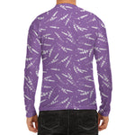 Purple And White Lavender Pattern Print Men's Long Sleeve Rash Guard