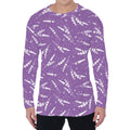 Purple And White Lavender Pattern Print Men's Long Sleeve T-Shirt