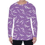 Purple And White Lavender Pattern Print Men's Long Sleeve T-Shirt