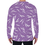 Purple And White Lavender Pattern Print Men's Long Sleeve T-Shirt