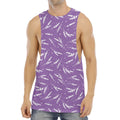 Purple And White Lavender Pattern Print Men's Muscle Tank Top
