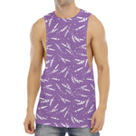 Purple And White Lavender Pattern Print Men's Muscle Tank Top