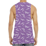 Purple And White Lavender Pattern Print Men's Muscle Tank Top