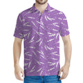 Purple And White Lavender Pattern Print Men's Polo Shirt