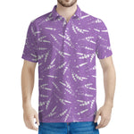 Purple And White Lavender Pattern Print Men's Polo Shirt