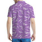 Purple And White Lavender Pattern Print Men's Polo Shirt