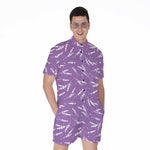 Purple And White Lavender Pattern Print Men's Rompers