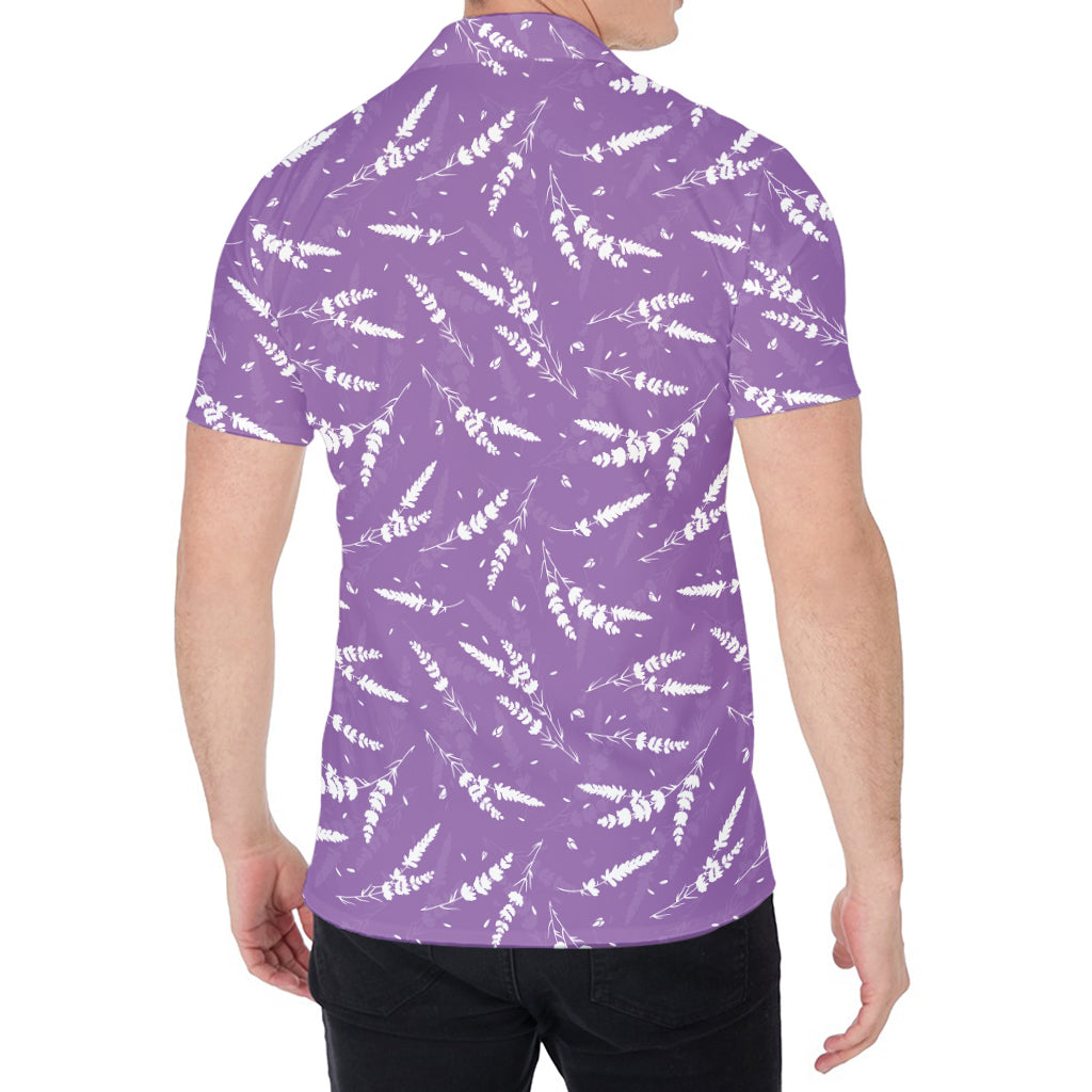 Purple And White Lavender Pattern Print Men's Shirt