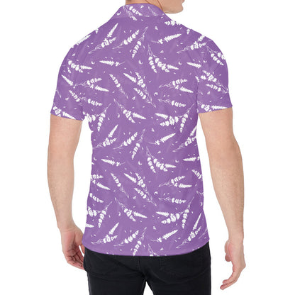 Purple And White Lavender Pattern Print Men's Shirt