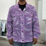 Purple And White Lavender Pattern Print Men's Shirt Jacket