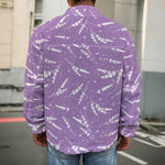 Purple And White Lavender Pattern Print Men's Shirt Jacket