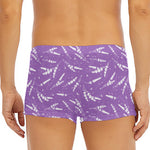 Purple And White Lavender Pattern Print Men's Short Boxer Briefs