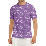 Purple And White Lavender Pattern Print Men's Short Sleeve Rash Guard