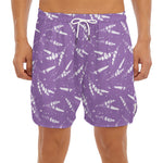 Purple And White Lavender Pattern Print Men's Split Running Shorts