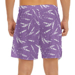 Purple And White Lavender Pattern Print Men's Split Running Shorts