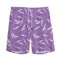 Purple And White Lavender Pattern Print Men's Athletic Shorts
