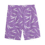Purple And White Lavender Pattern Print Men's Sports Shorts