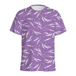 Purple And White Lavender Pattern Print Men's Sports T-Shirt