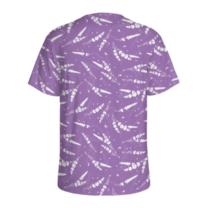 Purple And White Lavender Pattern Print Men's Sports T-Shirt