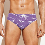 Purple And White Lavender Pattern Print Men's Swim Briefs
