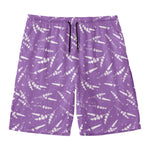 Purple And White Lavender Pattern Print Men's Swim Trunks