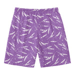 Purple And White Lavender Pattern Print Men's Swim Trunks