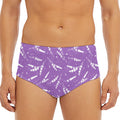 Purple And White Lavender Pattern Print Men's Triangle Swim Briefs