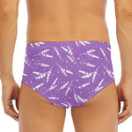 Purple And White Lavender Pattern Print Men's Triangle Swim Briefs