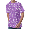 Purple And White Lavender Pattern Print Men's Velvet T-Shirt