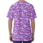 Purple And White Lavender Pattern Print Men's Velvet T-Shirt