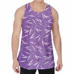 Purple And White Lavender Pattern Print Men's Velvet Tank Top
