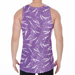 Purple And White Lavender Pattern Print Men's Velvet Tank Top