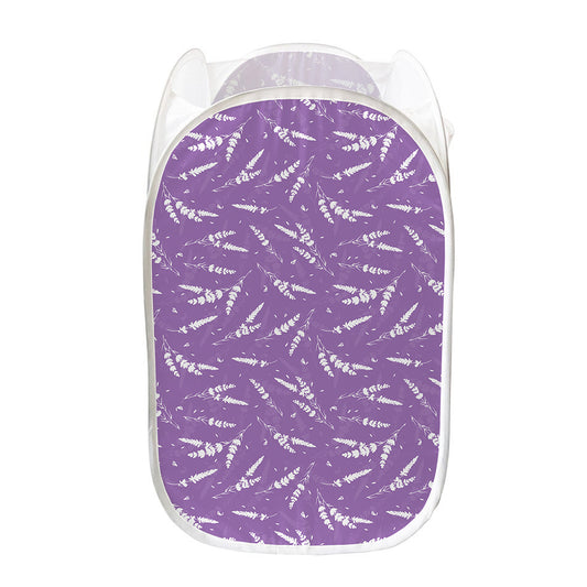 Purple And White Lavender Pattern Print Mesh Laundry Hamper