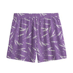 Purple And White Lavender Pattern Print Mesh Shorts