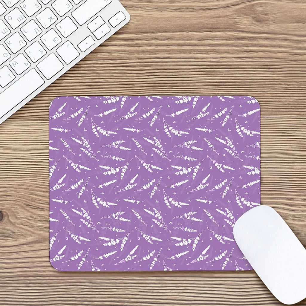 Purple And White Lavender Pattern Print Mouse Pad