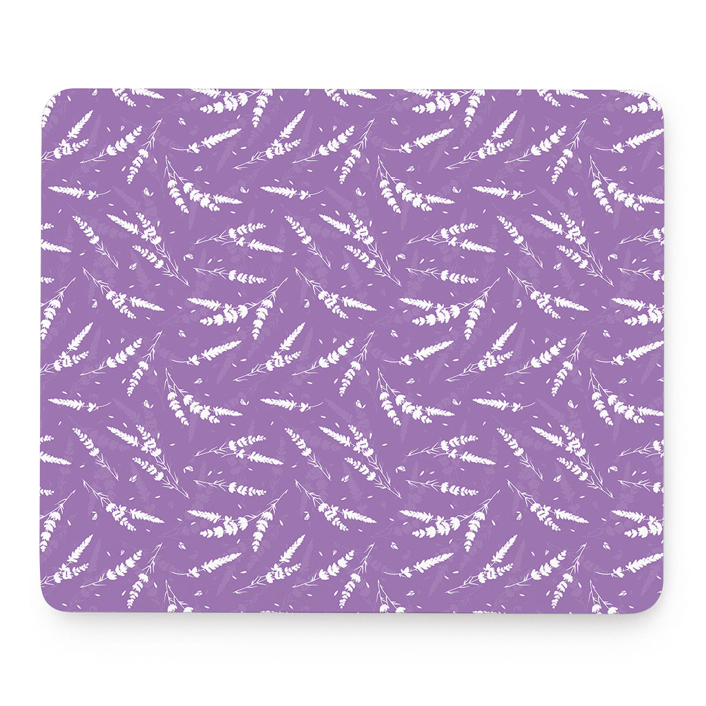 Purple And White Lavender Pattern Print Mouse Pad