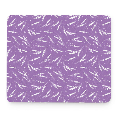 Purple And White Lavender Pattern Print Mouse Pad
