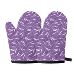 Purple And White Lavender Pattern Print Oven Mitts