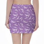 Purple And White Lavender Pattern Print Pencil Mini Skirt