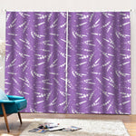 Purple And White Lavender Pattern Print Pencil Pleat Curtains