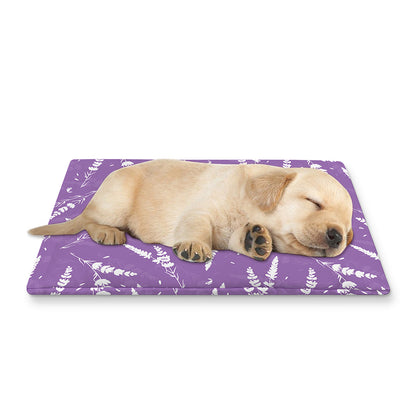 Purple And White Lavender Pattern Print Pet Cooling Mat Cover