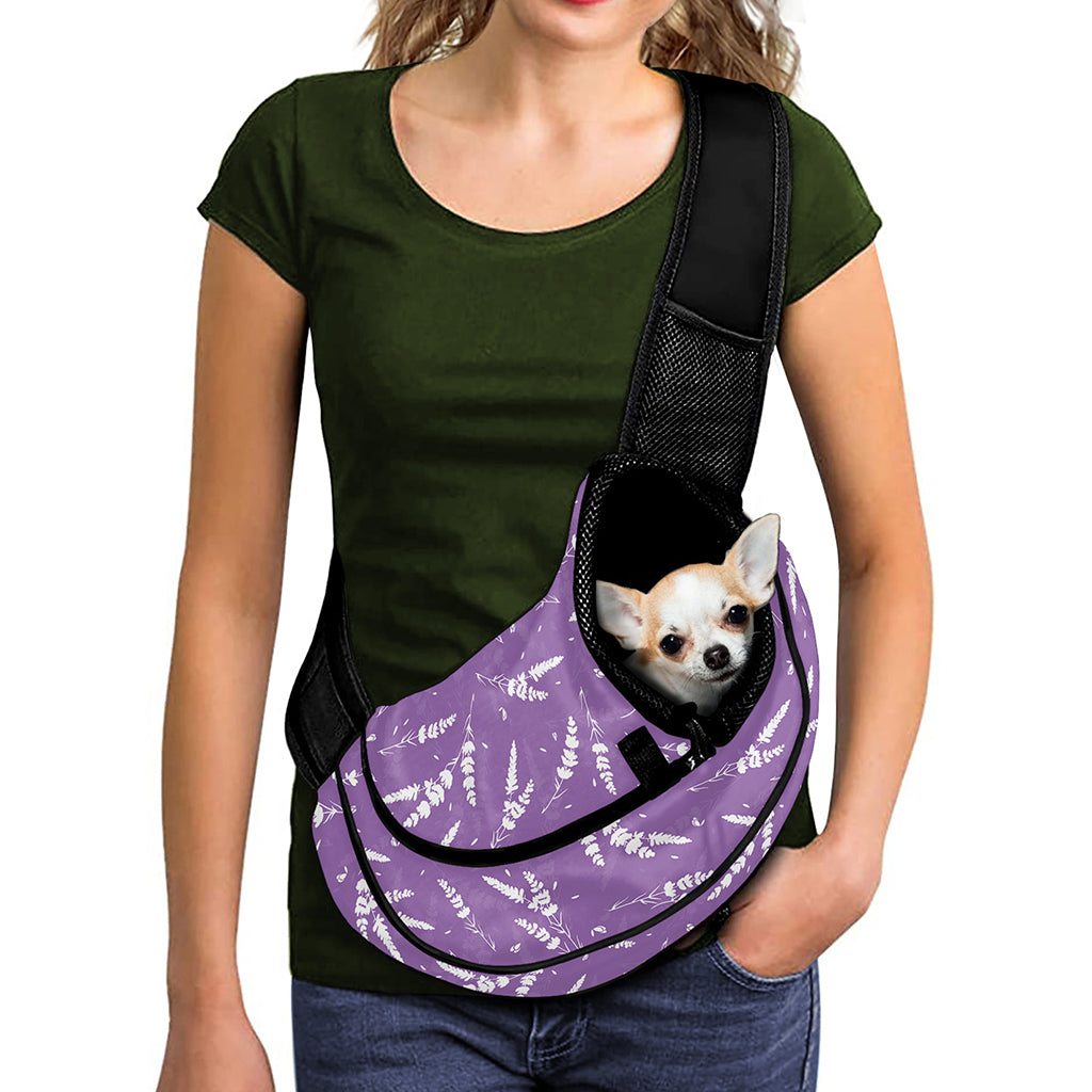 Purple And White Lavender Pattern Print Pet Sling Carrier