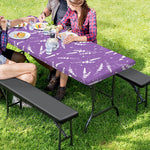 Purple And White Lavender Pattern Print Picnic Table Cover