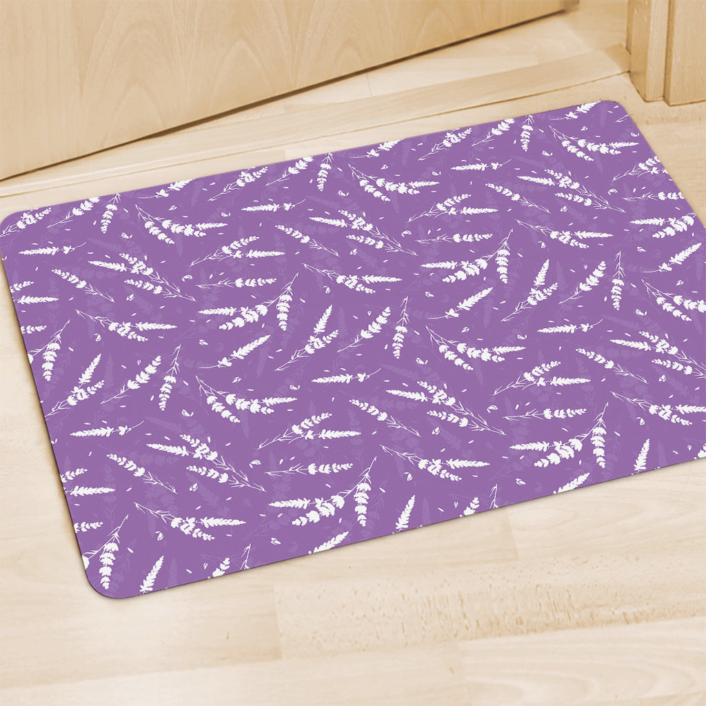 Purple And White Lavender Pattern Print Polyester Doormat