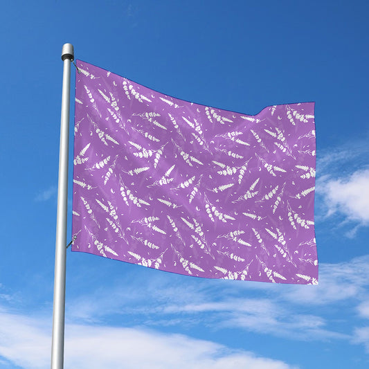 Purple And White Lavender Pattern Print Polyester Flag