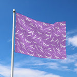 Purple And White Lavender Pattern Print Polyester Flag