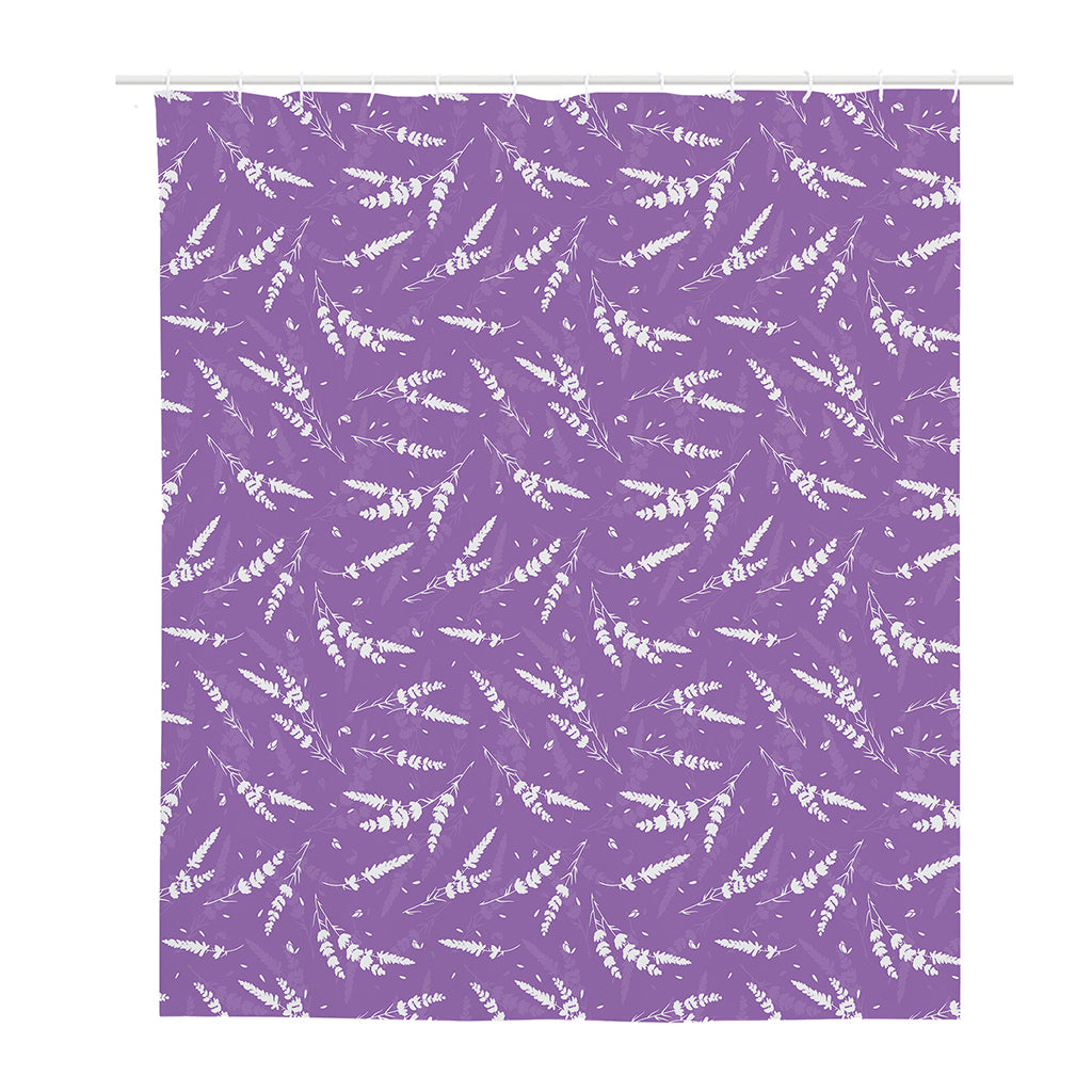 Purple And White Lavender Pattern Print Polyester Shower Curtain