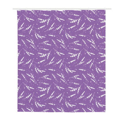 Purple And White Lavender Pattern Print Polyester Shower Curtain